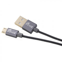 Innoz USB-Micro 2.4A Quick-Charge vergoldet 25cm Ladekabel grau
