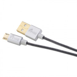 Innoz USB-Micro 2.4A Quick-Charge vergoldet 25cm Ladekabel silber